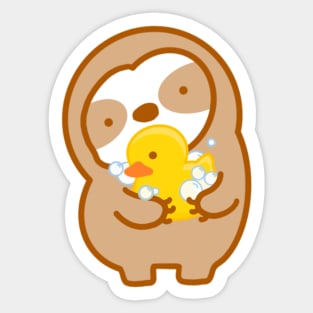 Cute Rubber Duckie Bath Time Sloth Sticker